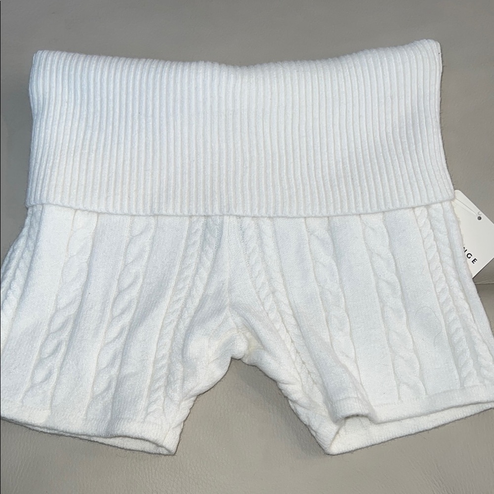 Cozy White Cable Knit Shorts